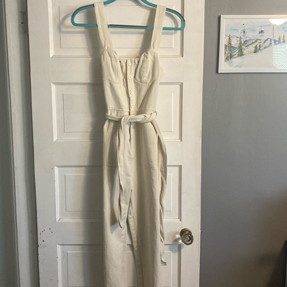 Beige denim jumpsuit from L’ABEYE
